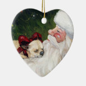 Chihuahua en Santa Dog Art kerstversiering Keramisch Ornament (Rechts)