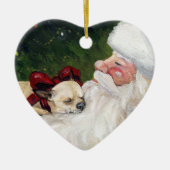 Chihuahua en Santa Dog Art kerstversiering Keramisch Ornament (Voorkant)