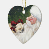 Chihuahua en Santa Dog Art kerstversiering Keramisch Ornament (Links)