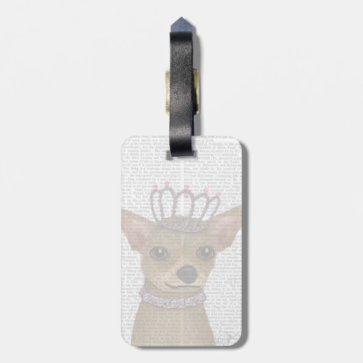 Chihuahua en Tiara Bagagelabel (Achterkant verticaal)