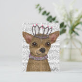 Chihuahua en Tiara Briefkaart (Staand voorkant)
