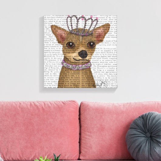 Chihuahua en Tiara Canvas Afdruk (Insitu (Woonkamer))
