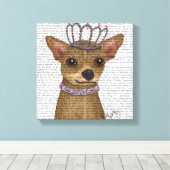 Chihuahua en Tiara Canvas Afdruk (Insitu (Houten vloer))
