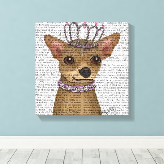 Chihuahua en Tiara Canvas Afdruk (Insitu (Houten vloer))
