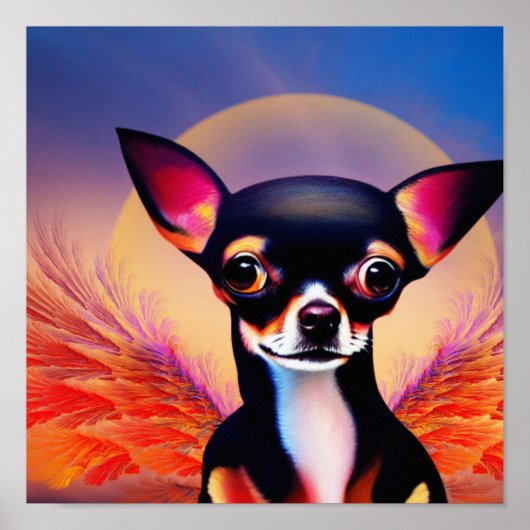 Chihuahua Engel Vierkant Poster (Voorkant)