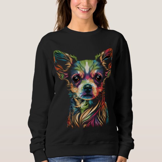 Chihuahua Face Cute Colorful Beautiful  Dog Trui (Voorkant)