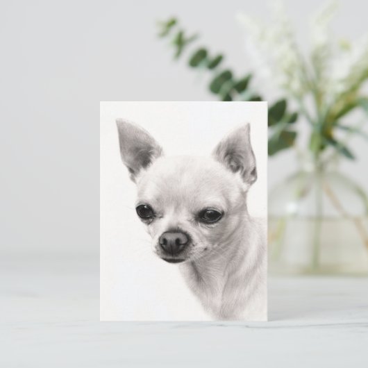 Chihuahua Face Study Hand geschilderd kunstwerk Briefkaart (Staand voorkant)