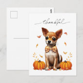 Chihuahua Fall Thankful Thanksgiving Greeting Card Briefkaart (Voorkant / Achterkant)