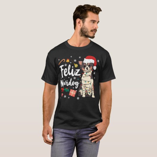 Chihuahua Feliz Navidog Kerstmis T-shirt (Voorkant volledig)