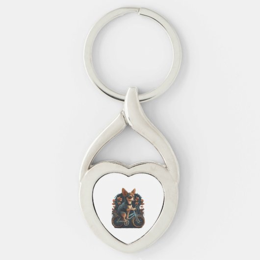 Chihuahua Fietshond Fietsen Sleutelhanger (Voorkant)