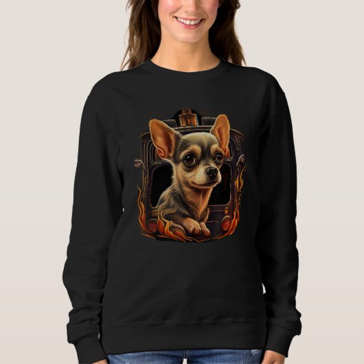 Chihuahua  Firefighter Fireman Cool Dog Men Hat Fi Trui (Voorkant)