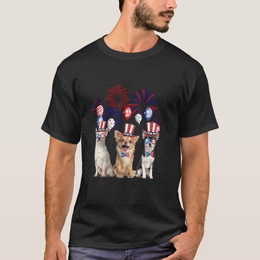 Chihuahua Fireworks - Zonnebrillen Amerika - 4e va T-shirt (Voorkant)