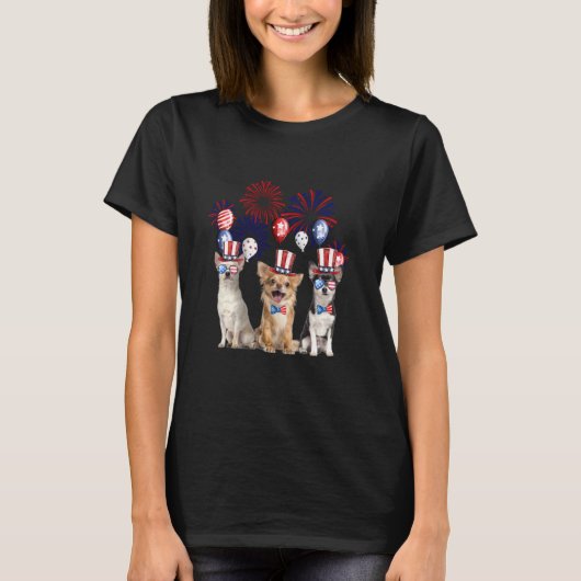 Chihuahua Fireworks - Zonnebrillen Amerika - 4e va T-shirt (Voorkant)
