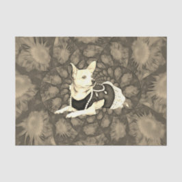 Chihuahua Floral  Sepia Decoupage Dog Art Tissuepapier