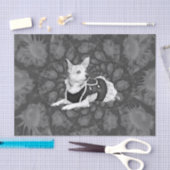 Chihuahua Floral zwart-witte hondenkunst Tissuepapier (Craft)