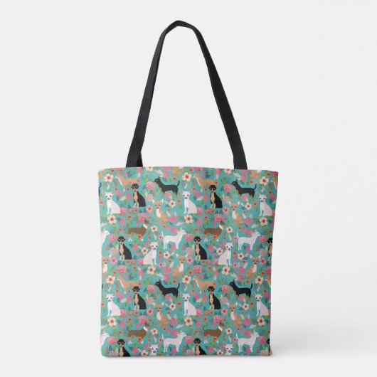 Chihuahua Florals Canvas tas - chihuahua bloemen (Achterkant)