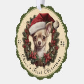 Chihuahua Foto Kerst Papier Ornament Kaart (Links)