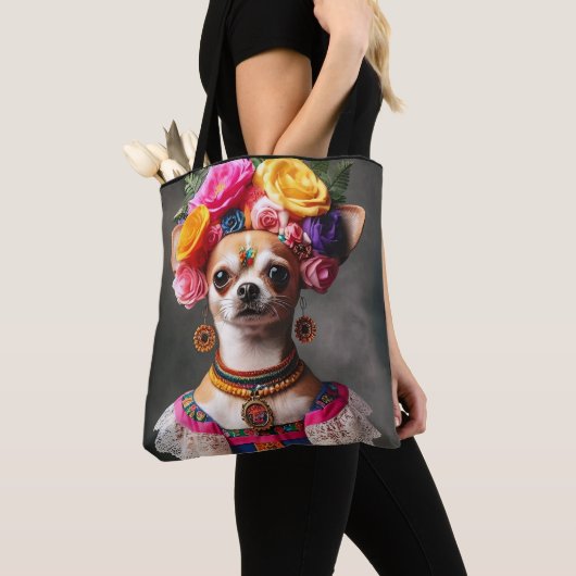 Chihuahua Frida Kalo Museum meesterwerk Beroemde k Tote Bag (Dichtbij)