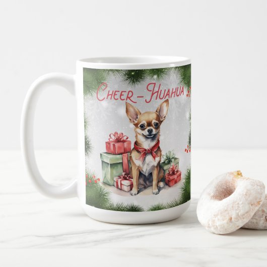 Chihuahua Funny Christmas Dog Coffee Mok (Met donut)