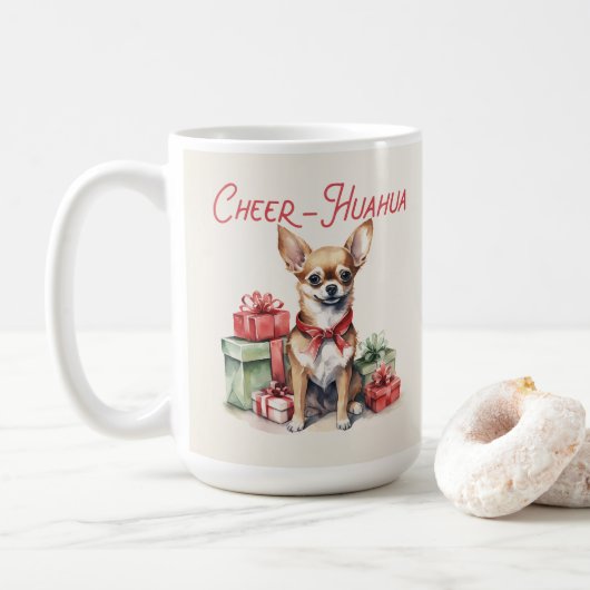 Chihuahua Funny Christmas Dog Coffee Mok (Met donut)