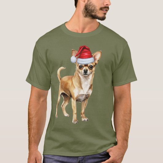 Chihuahua Funny Christmas Santa Dog T-shirt (Voorkant)