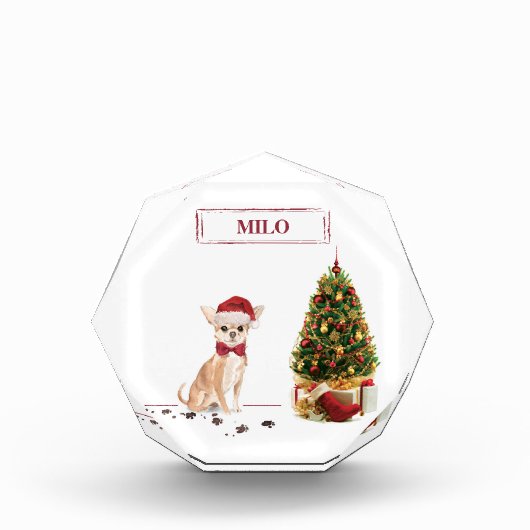 Chihuahua Funny kersthond met boom Fotoblokken (Voorkant)