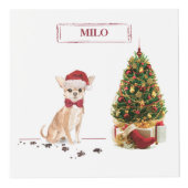 Chihuahua Funny kersthond met boom Kubus (Voorkant)