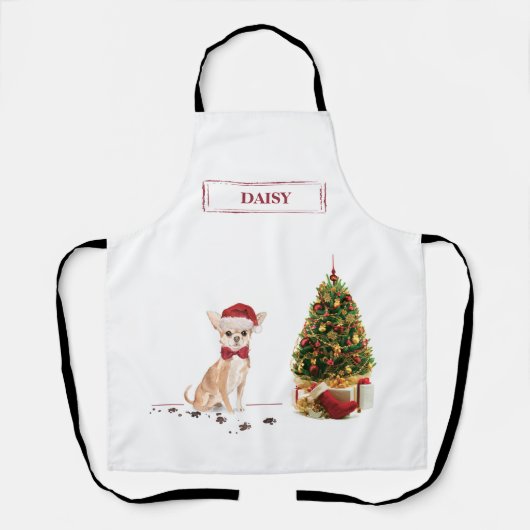 Chihuahua Funny kersthond met boom Schort (Voorkant)
