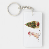 Chihuahua Funny kersthond met boom Sleutelhanger (Voorkant)