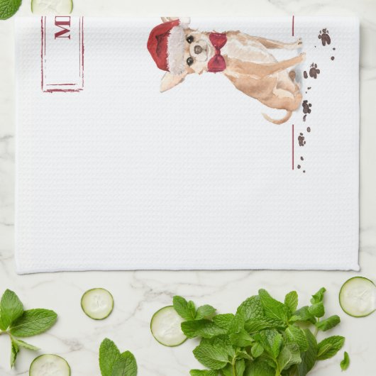 Chihuahua Funny kersthond met boom Theedoek (Gevouwen)