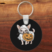 Chihuahua Geest Hond Halloween Sleutelhanger (Voorkant)