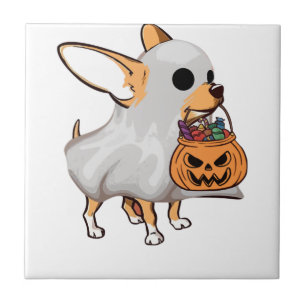 Chihuahua Geest Pompoen Halloween T-shirt Tegeltje