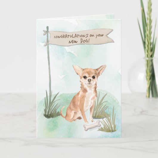 Chihuahua Gefeliciteerd met New Dog Kaart (Voorkant)