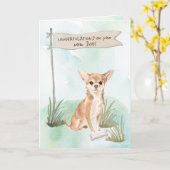 Chihuahua Gefeliciteerd met New Dog Kaart (Gele Bloem)