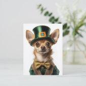 Chihuahua gekleed Leprechaun St. Patrick's Day Briefkaart (Staand voorkant)