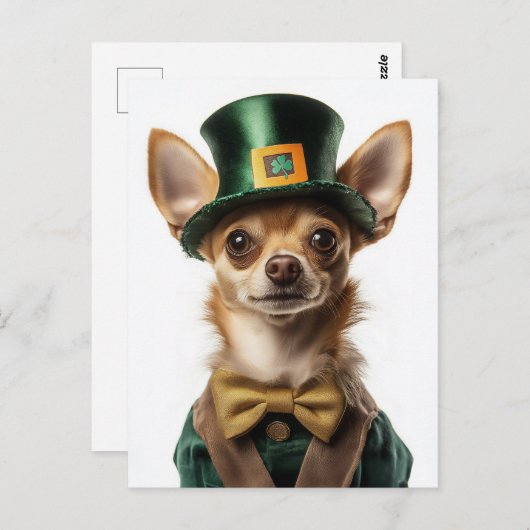 Chihuahua gekleed Leprechaun St. Patrick's Day Briefkaart (Voorkant / Achterkant)