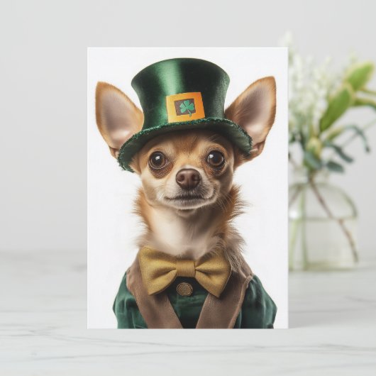 Chihuahua gekleed Leprechaun St. Patrick's Day Kaart (Staand voorkant)