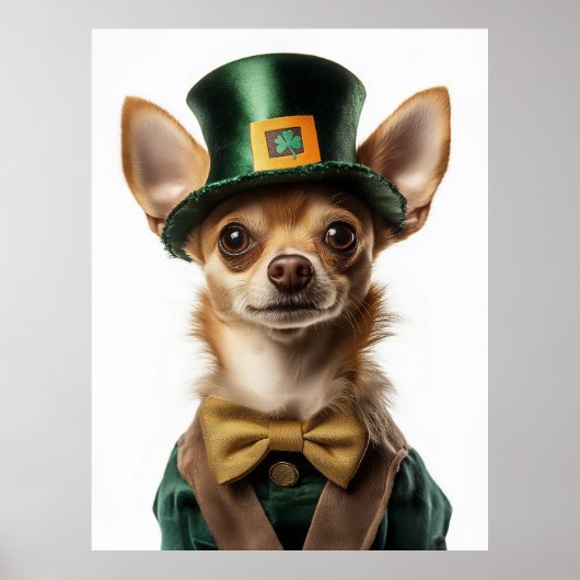 Chihuahua gekleed Leprechaun St. Patrick's Day Poster (Voorkant)