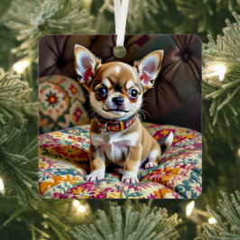 Chihuahua Gepersonaliseerde Kerstmis Metalen Ornament