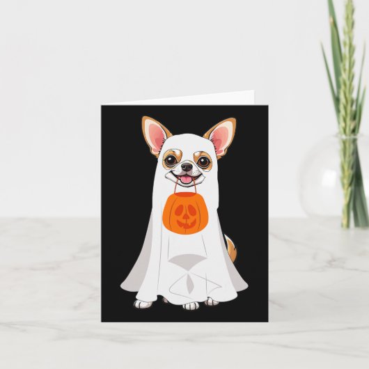 Chihuahua Ghost Pumpkin Halloween Herfst Hondenlie Kaart (Voorkant)
