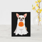 Chihuahua Ghost Pumpkin Halloween Herfst Hondenlie Kaart (Gele Bloem)