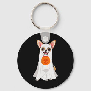 Chihuahua Ghost Pumpkin Halloween Herfst Hondenlie Sleutelhanger