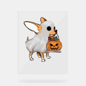 Chihuahua Ghost Pumpkin Halloween Shirt Acryl Bord (Voorkant)