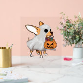 Chihuahua Ghost Pumpkin Halloween Shirt Acryl Bord (Huwelijk)