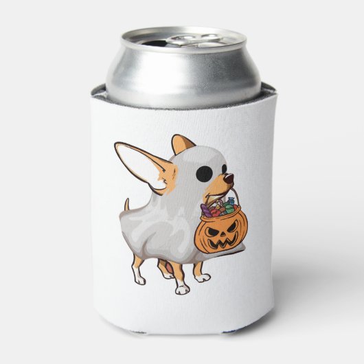 Chihuahua Ghost Pumpkin Halloween Shirt Blikjeskoeler (Blikje Voorkant)