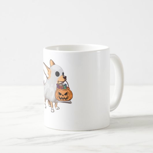 Chihuahua Ghost Pumpkin Halloween Shirt Koffiemok (Voorkant rechts)