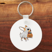 Chihuahua Ghost Pumpkin Halloween Shirt Sleutelhanger (Voorkant)