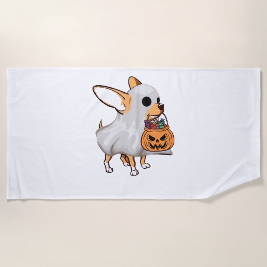 Chihuahua Ghost Pumpkin Halloween Shirt Strandlaken (Voorkant)