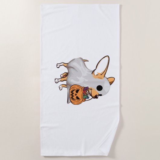Chihuahua Ghost Pumpkin Halloween Shirt Strandlaken (Voorkant)