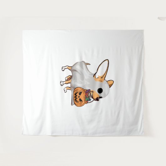Chihuahua Ghost Pumpkin Halloween Shirt Wandkleed (Voorkant (horizontaal))